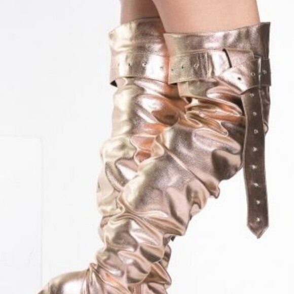 ROSE GOLD FAUX LEATHER SLOUCH BELT / THIGH HIGH  ( BRAND NEW !!! ) - Picture 2 of 6